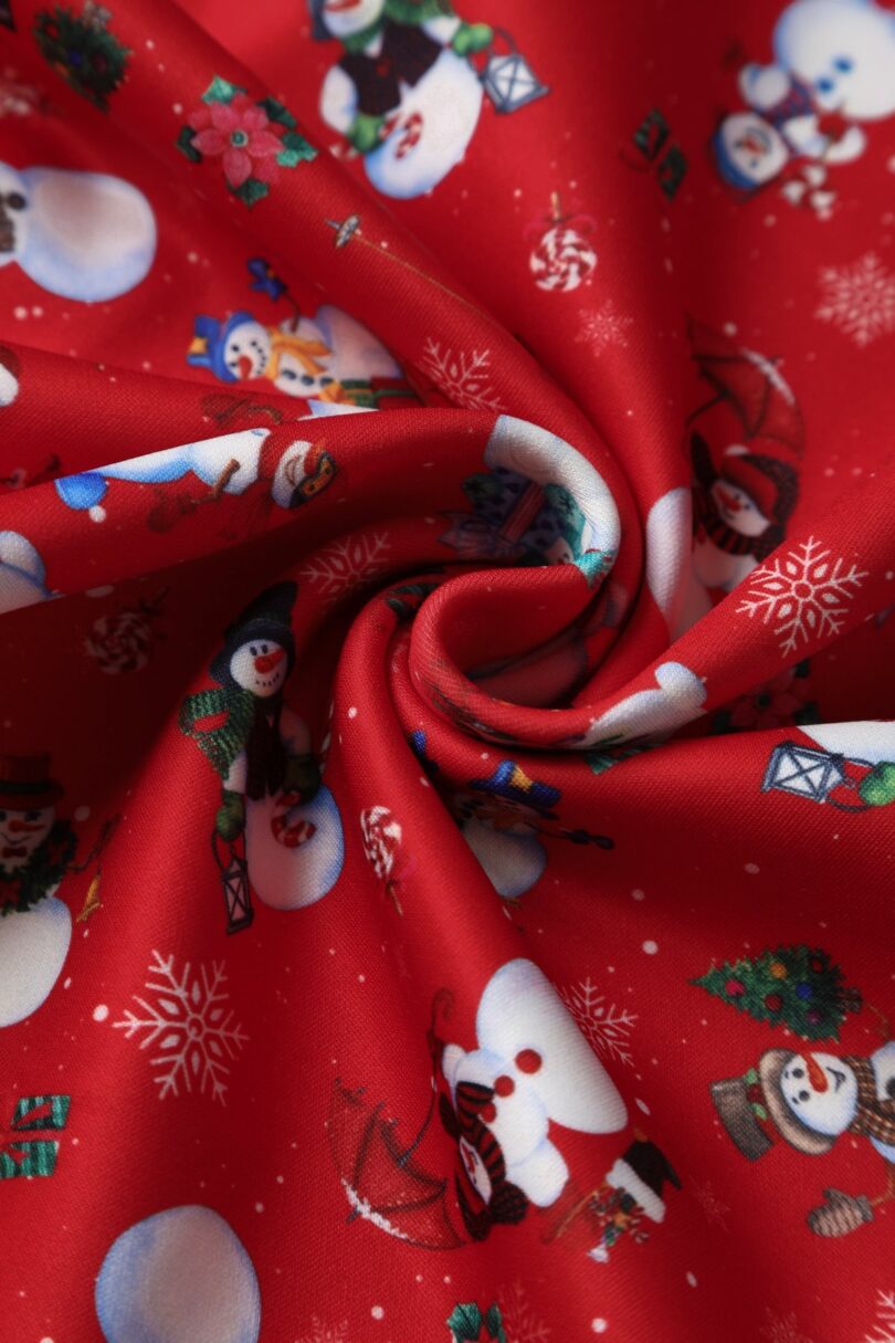 Scarlette Long-Sleeved Dress in Red Snowman Print  Shop now at Kitty Darling