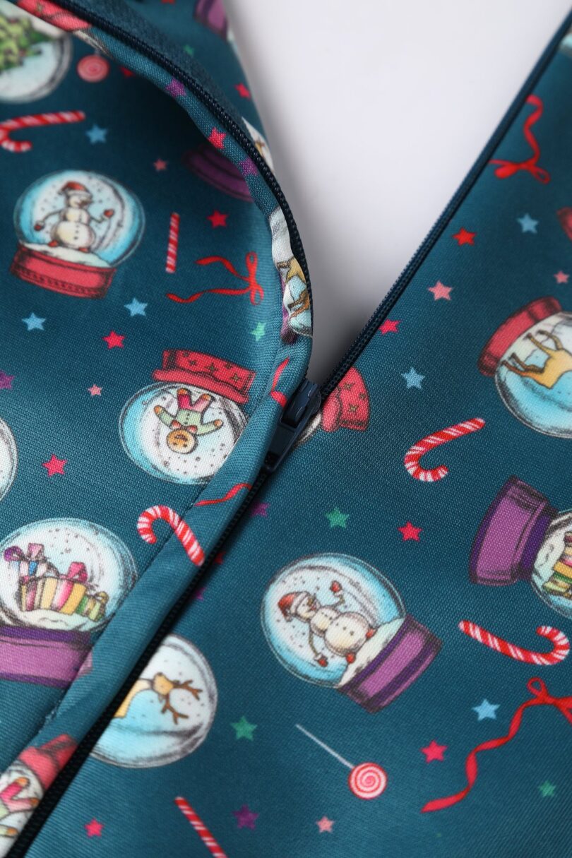 Scarlette Long-Sleeved Stretchy Blue Dress with Snow globe Print  Shop now at Kitty Darling