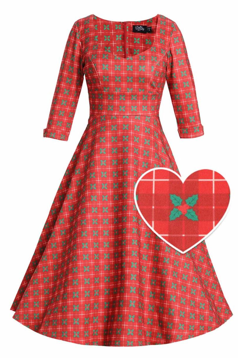 Scarlette Mistletoe Plaid Midi Dress  Shop now at Kitty Darling