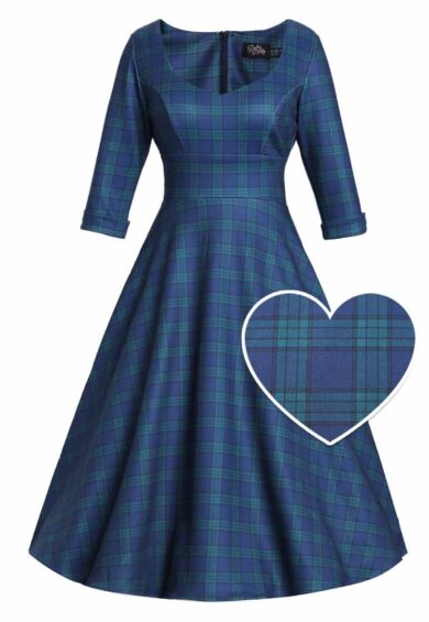 Scarlette Navy Check Swing Dress – New In | Kitty Darling