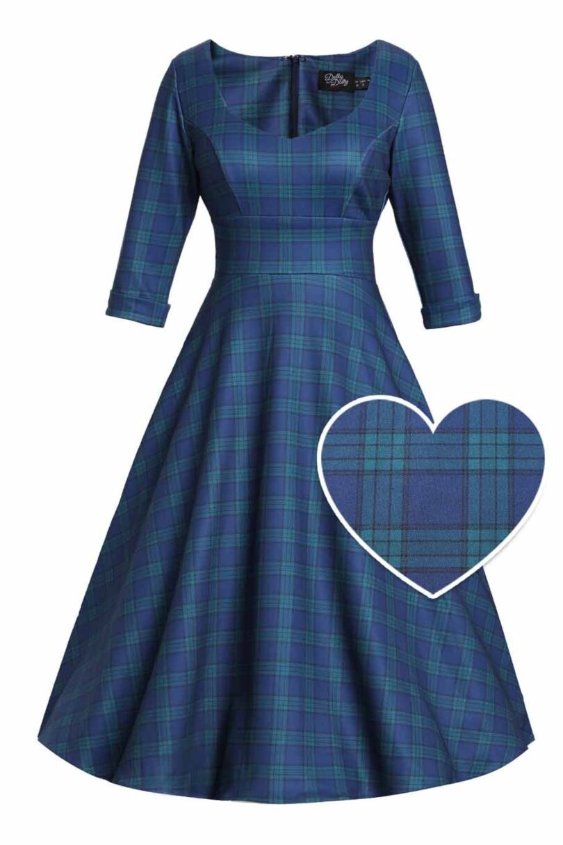 Scarlette Navy Check Swing Dress  Shop now at Kitty Darling