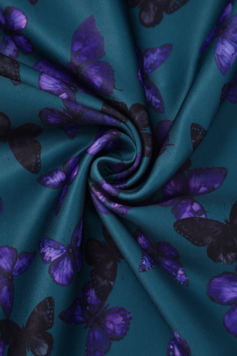 Scarlette Teal & Purple Butterfly Swing Dress  Shop now at Kitty Darling
