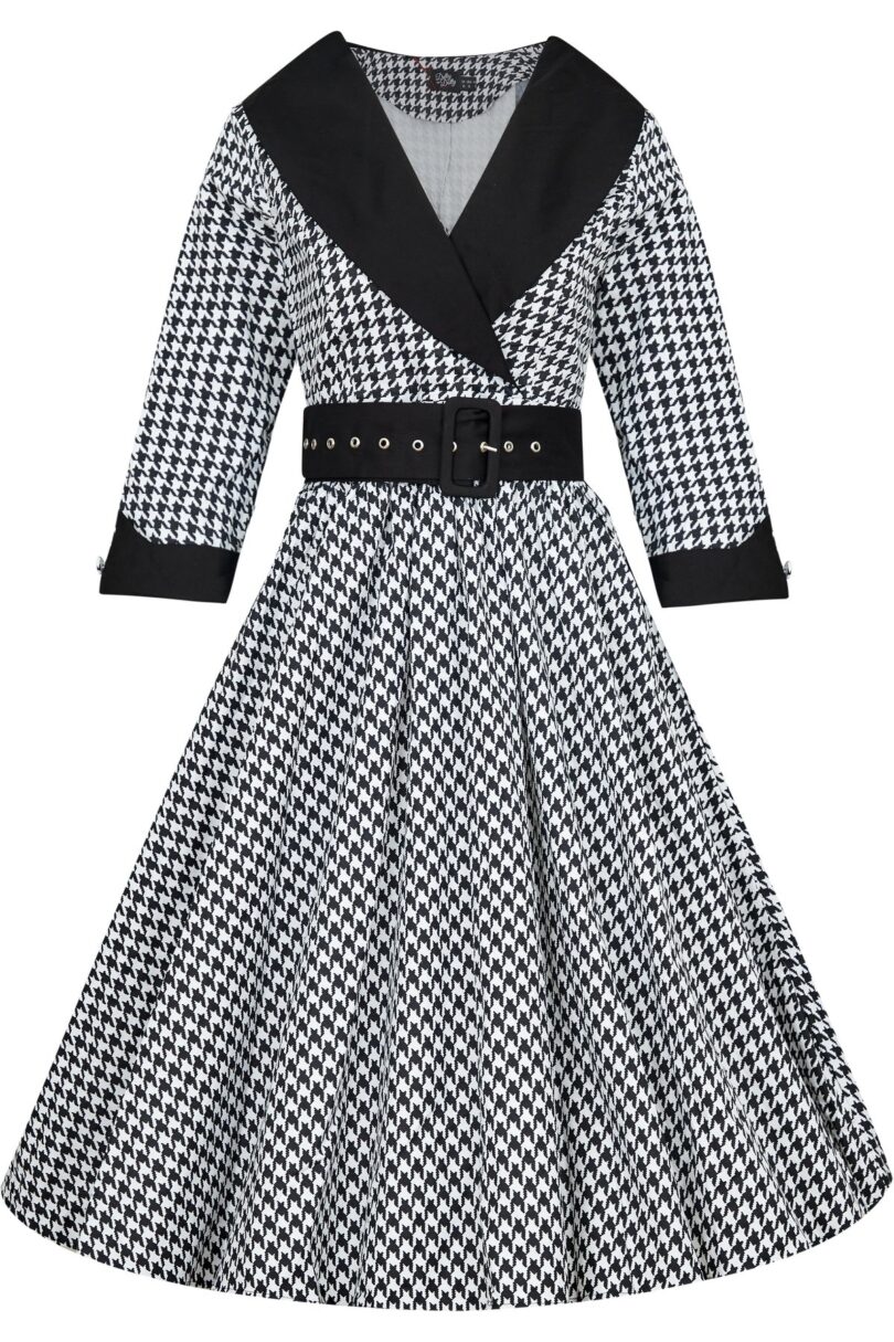 Tiffany Monochrome Dogtooth Coat Dress  Shop now at Kitty Darling