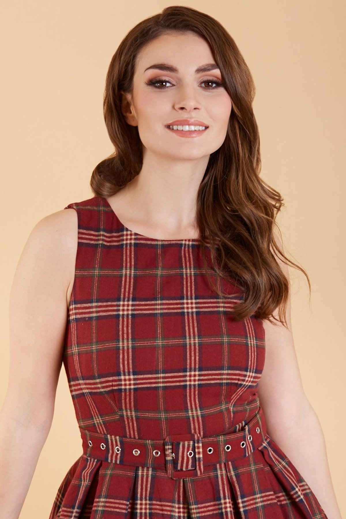 Annie Retro Burgundy Tartan Swing Dress Annie Retro Burgundy Tartan Swing Dress  Shop now at Kitty Darling