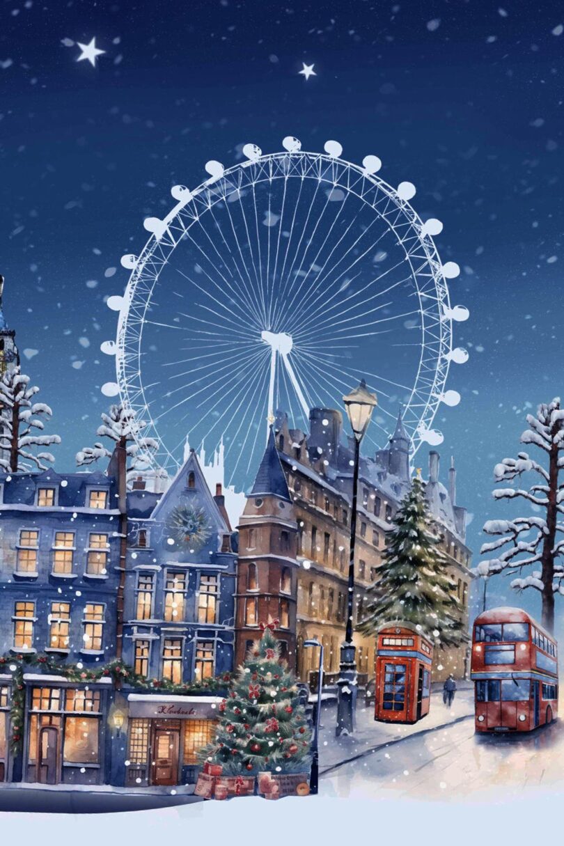 Amanda Starry Night London Skyline Winter Dress  Shop now at Kitty Darling