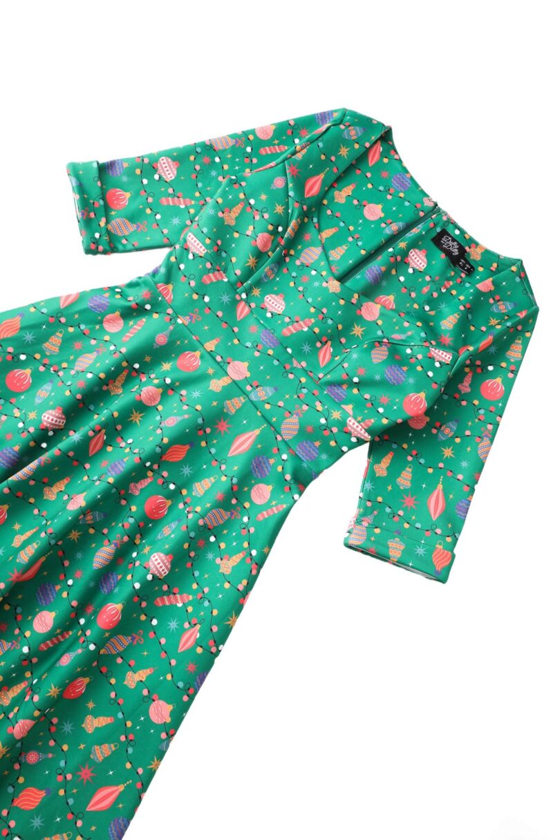 Scarlette Green Bauble Christmas Swing Dress  Shop now at Kitty Darling