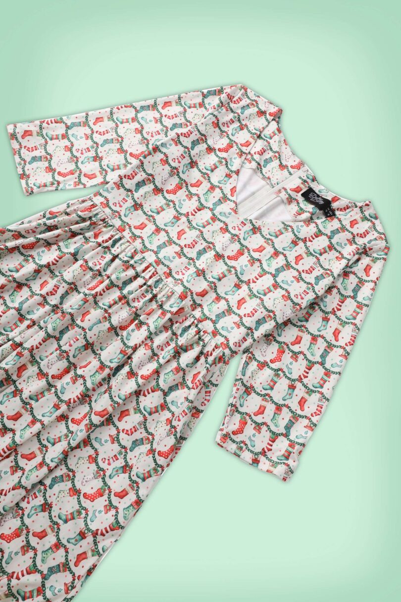 Billie Christmas Stocking Long Sleeved Dress  Shop now at Kitty Darling