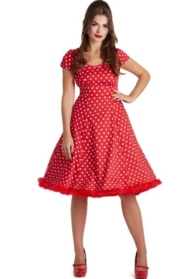 Claudia Flirty Fifties Polka Dot Dress in Red – New In | Kitty Darling