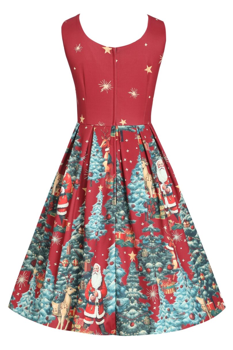 Amanda Crimson Red Christmas Santa Print Dress  Shop now at Kitty Darling