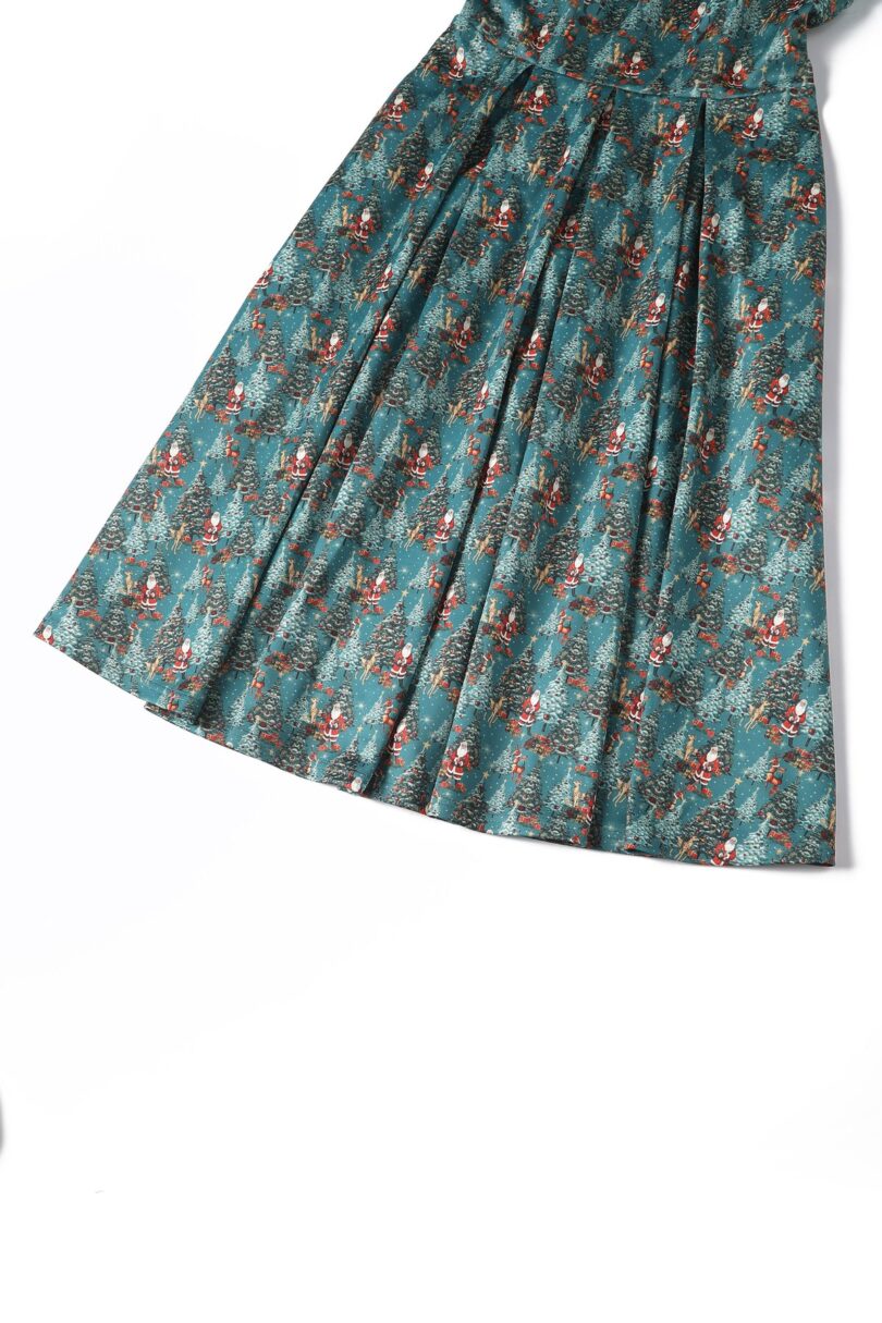 Lily Teal Off Shoulder Santa Claus Print Christmas Dress  Shop now at Kitty Darling