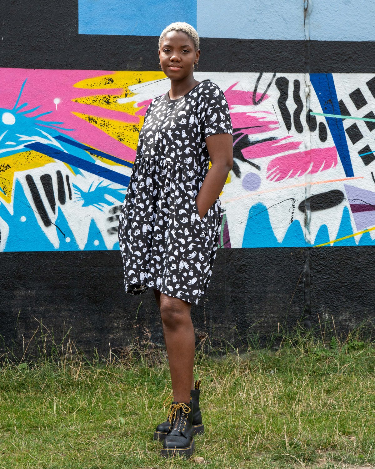 x Yasmin Cousins Ghosties Stretch Smock Dress x Yasmin Cousins Ghosties Stretch Smock Dress Shop now at Kitty Darling