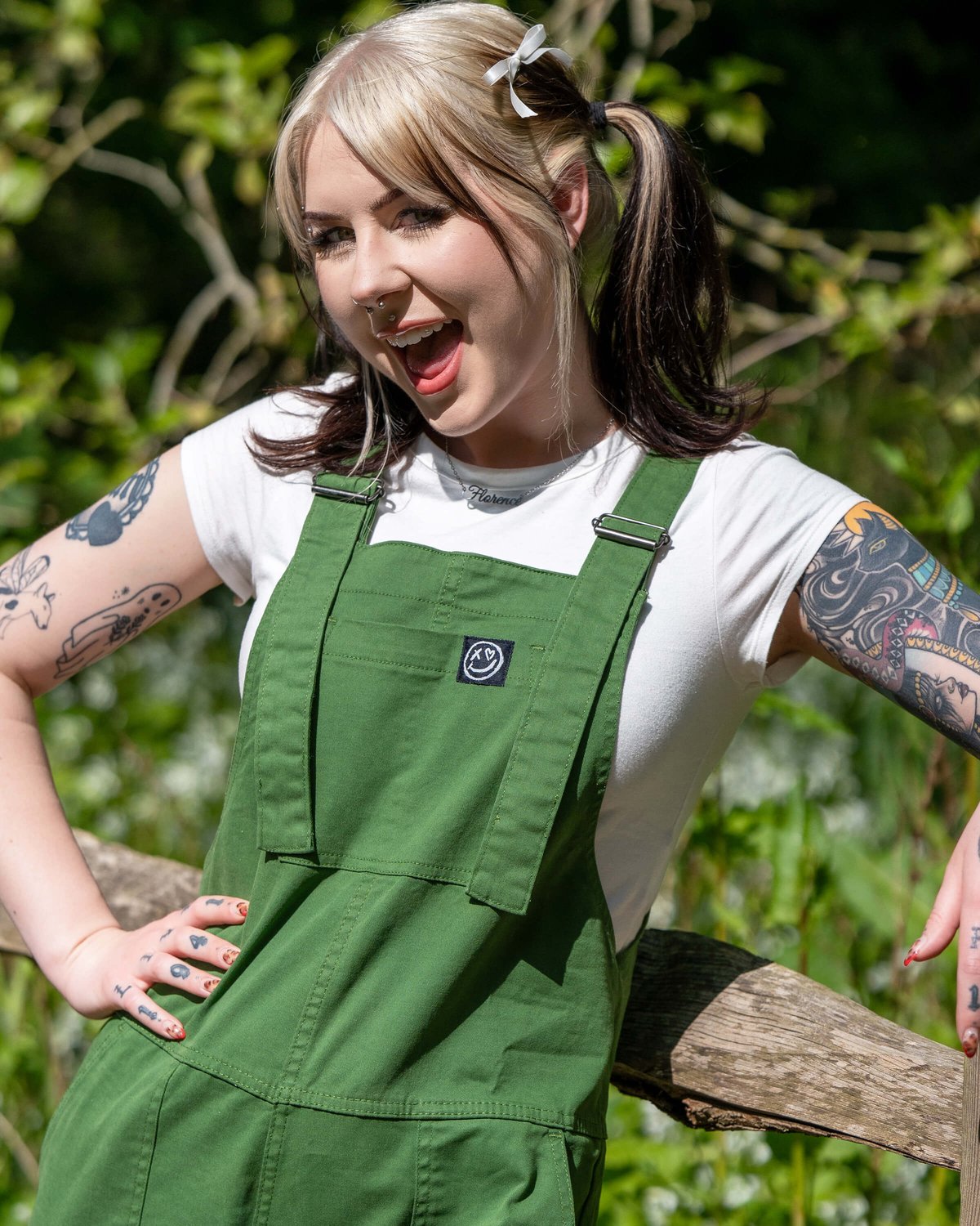 Forest Green Stretch Twill Dungarees Forest Green Stretch Twill Dungarees Shop now at Kitty Darling