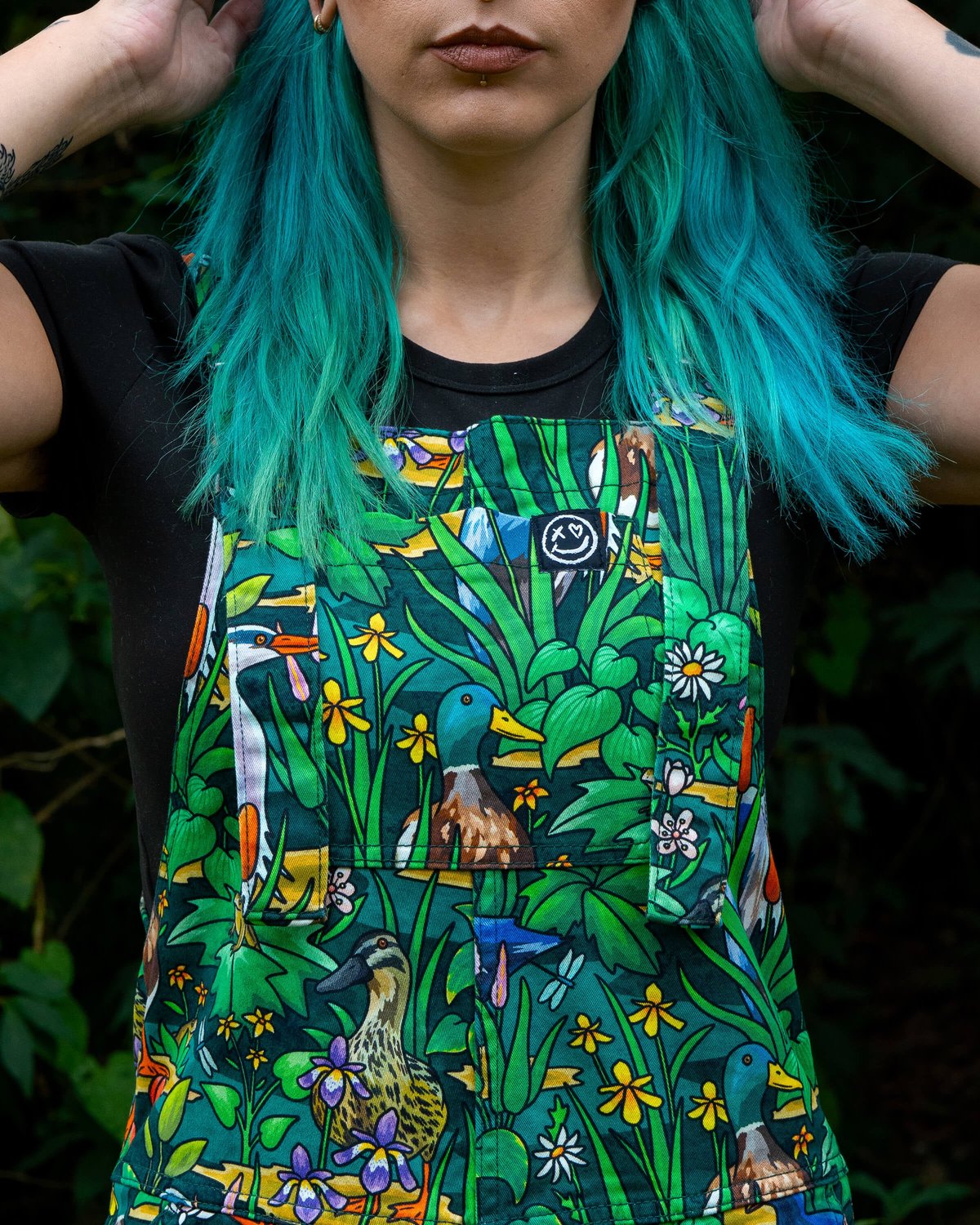 Pond Birds Stretch Dungarees Pond Birds Stretch Dungarees Shop now at Kitty Darling