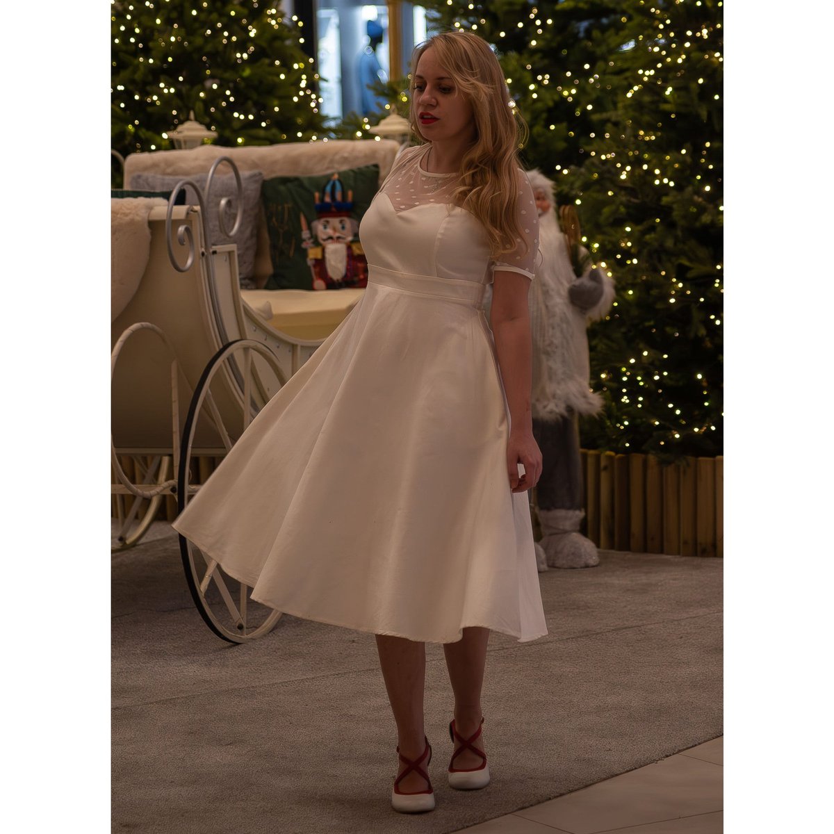 Elizabeth II Short Sleeved Polka Dot Mesh Wedding Dress Elizabeth II Short Sleeved Polka Dot Mesh Wedding Dress Shop now at Kitty Darling