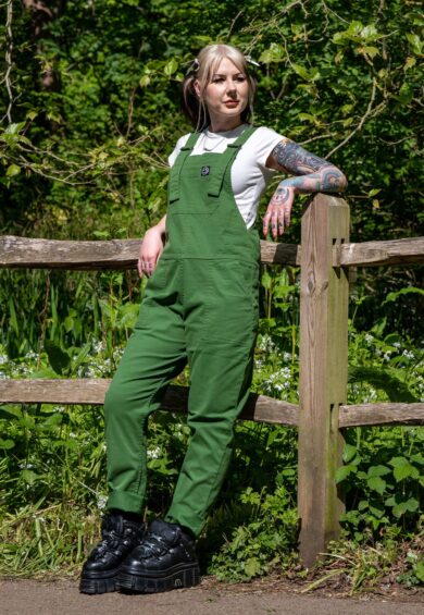 Forest Green Stretch Twill Dungarees – Stretch Twill Dungarees | Kitty Darling