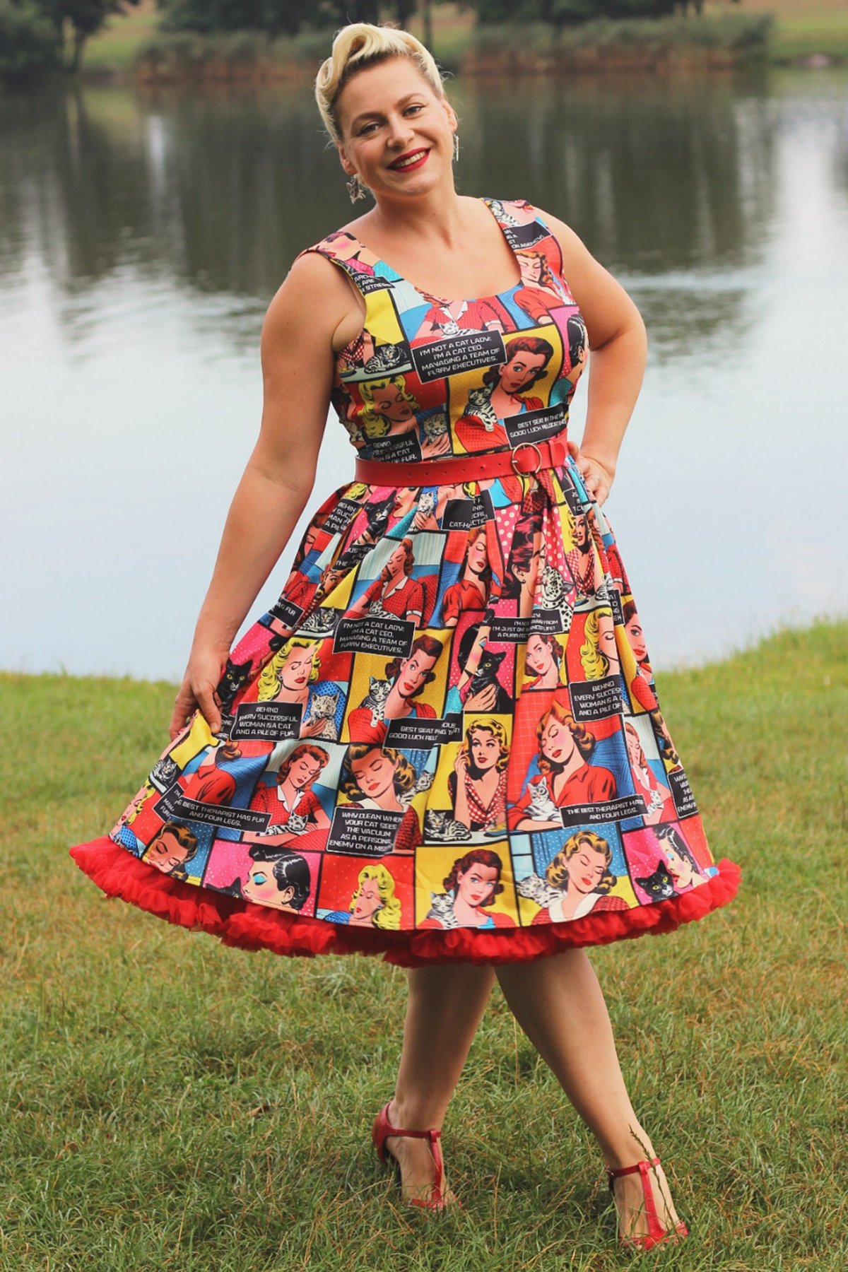 Amanda Cat Lover Comic Dress Amanda Cat Lover Comic Dress Shop now at Kitty Darling