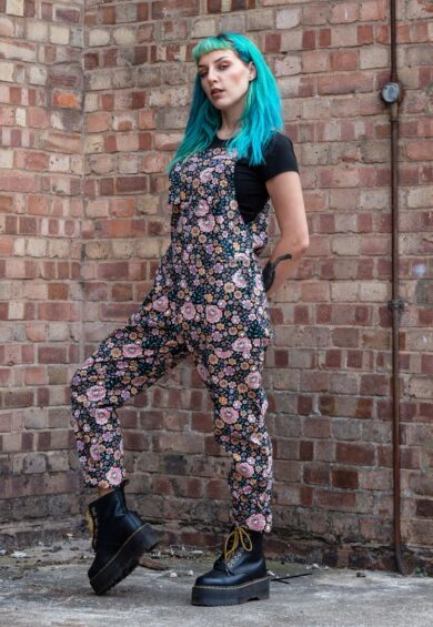 Eye Spy Floral Stretch Dungarees – Stretch Twill Dungarees | Kitty Darling