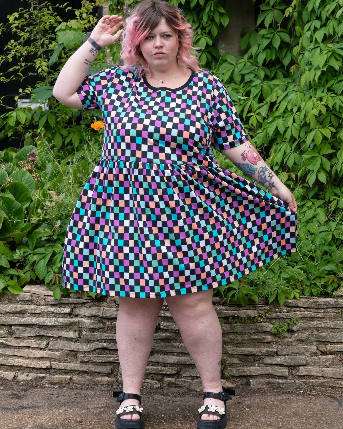 Checkerboard Stretch Smock Dress Checkerboard Stretch Smock Dress Shop now at Kitty Darling