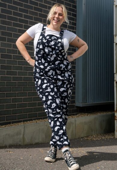x Yasmin Cousins Ghosties Stretch Dungarees – Stretch Twill Dungarees | Kitty Darling