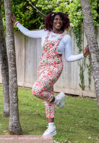 Charity Print Strawberry Picnic Stretch Dungarees – Stretch Twill Dungarees | Kitty Darling