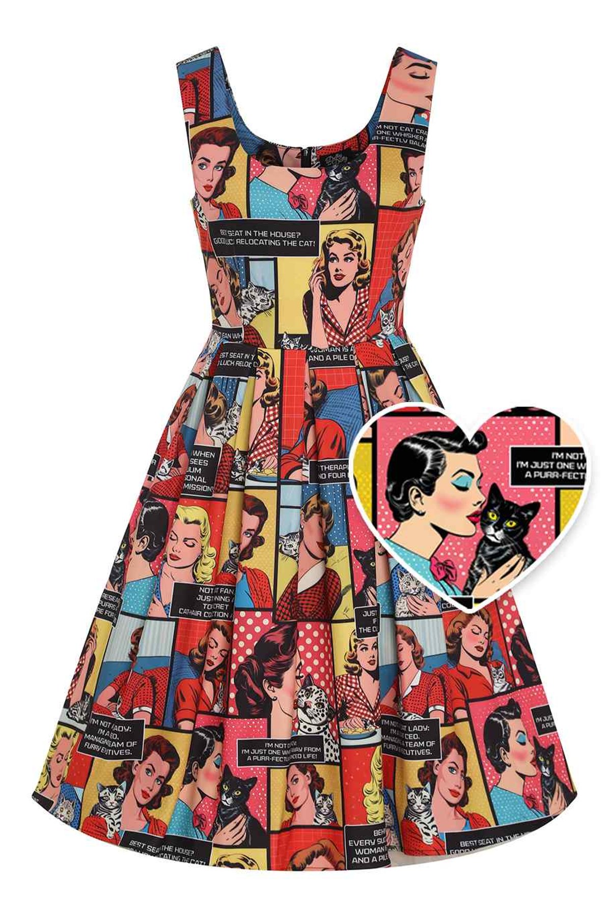Amanda Cat Lover Comic Dress Amanda Cat Lover Comic Dress Shop now at Kitty Darling