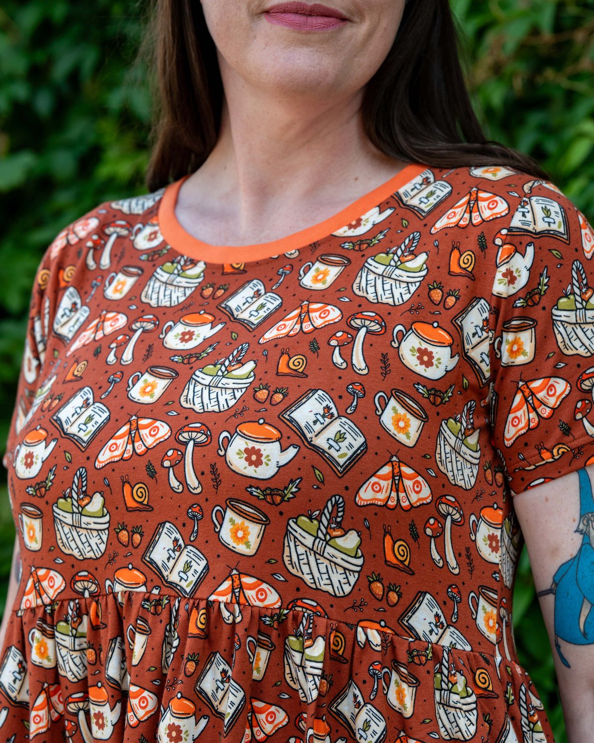 Mushroom Tea Party Midi Stretch Smock Dress Mushroom Tea Party Midi Stretch Smock Dress Shop now at Kitty Darling