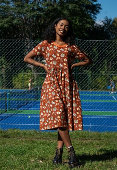 Mushroom Tea Party Midi Stretch Smock Dress – Smock Dresses | Kitty Darling