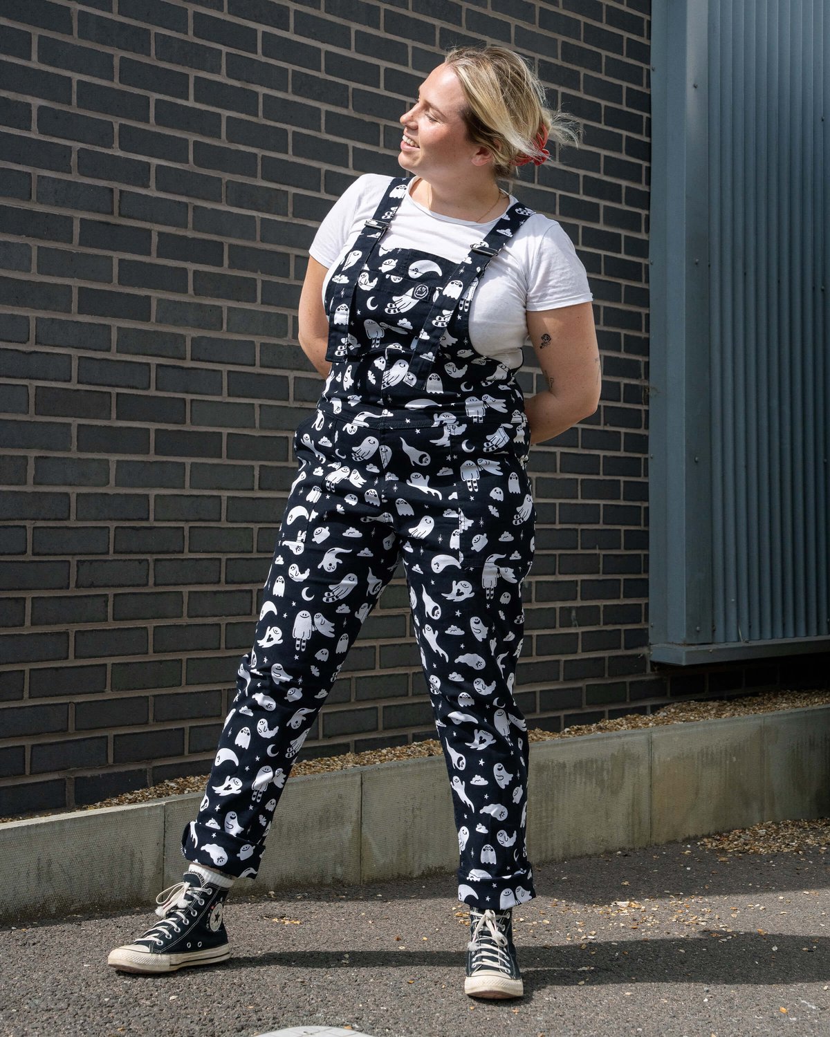 x Yasmin Cousins Ghosties Stretch Dungarees x Yasmin Cousins Ghosties Stretch Dungarees Shop now at Kitty Darling