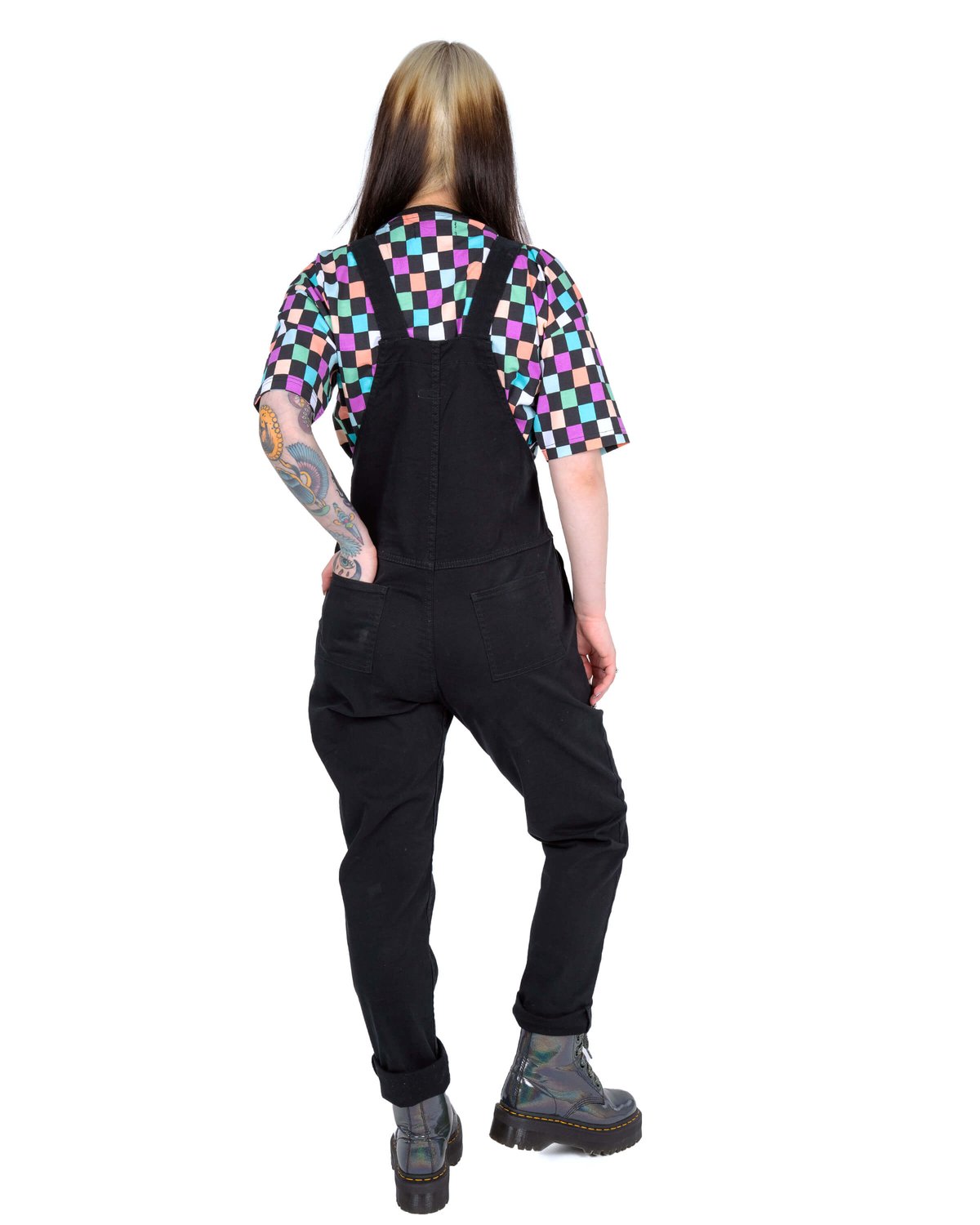 Jet Black Stretch Twill Dungarees Jet Black Stretch Twill Dungarees Shop now at Kitty Darling