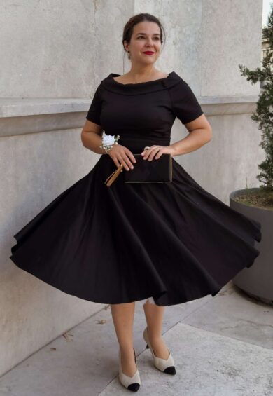 Darlene Stretchy Circle Swing Dress - Plain Black – Dresses | Kitty Darling