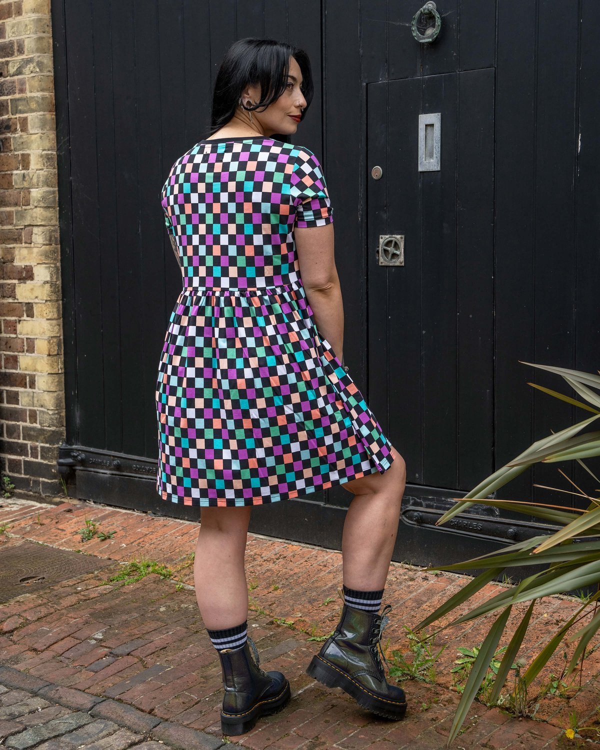 Checkerboard Stretch Smock Dress Checkerboard Stretch Smock Dress Shop now at Kitty Darling