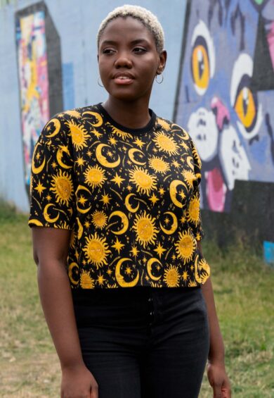 Celestial Sun and Moon Cropped Boxy Tee – Boxy Cropped Tee | Kitty Darling