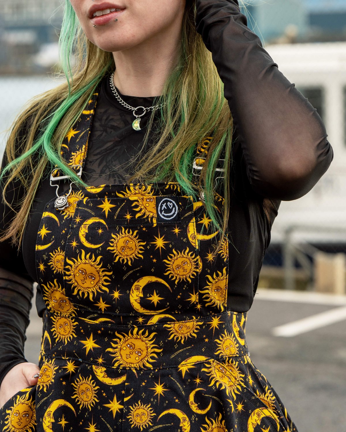 Celestial Sun and Moon Stretch Flared Pinafore Celestial Sun and Moon Stretch Flared Pinafore Shop now at Kitty Darling