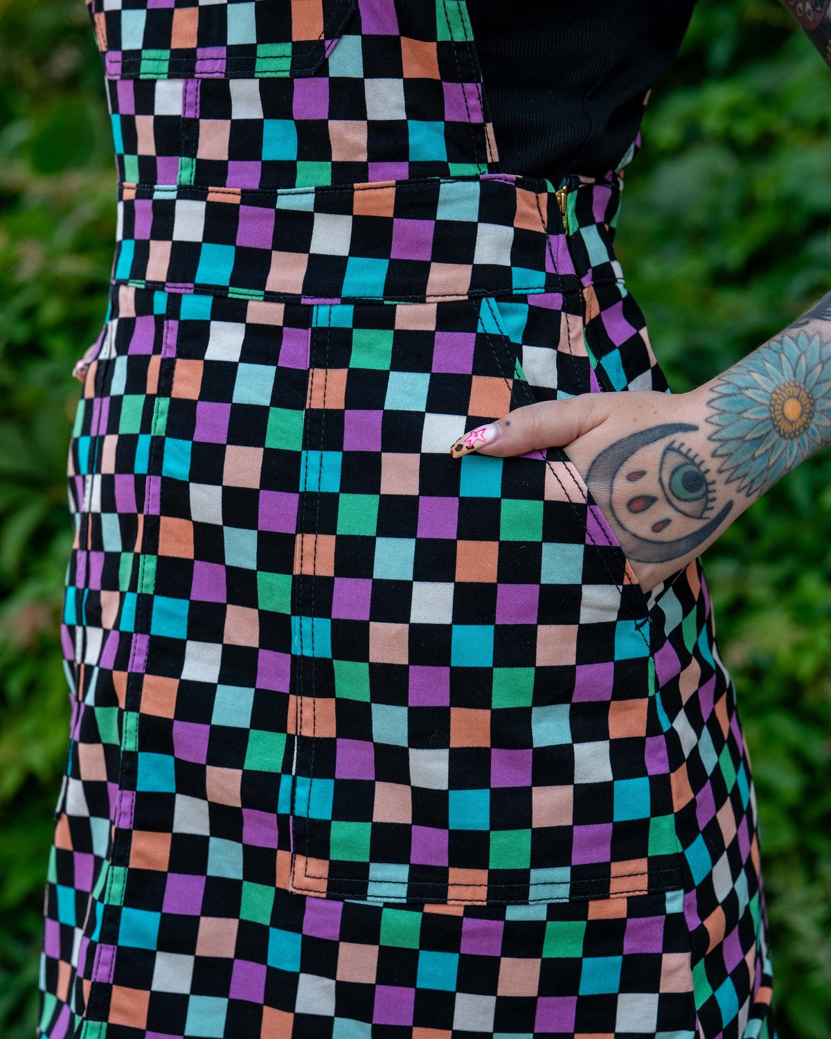 Checkerboard Stretch Pinafore Checkerboard Stretch Pinafore Shop now at Kitty Darling
