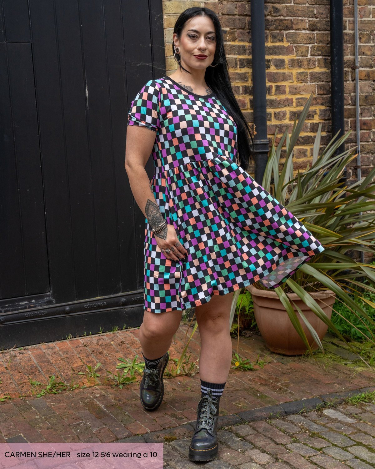 Checkerboard Stretch Smock Dress Checkerboard Stretch Smock Dress Shop now at Kitty Darling