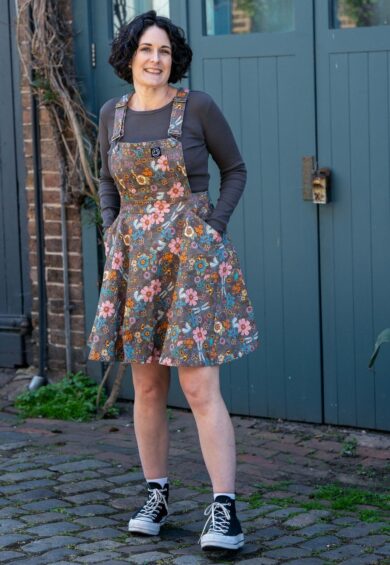 Cottagecore Flared Stretch Pinafore Dress – Stretch Twill Flared Pinafores | Kitty Darling