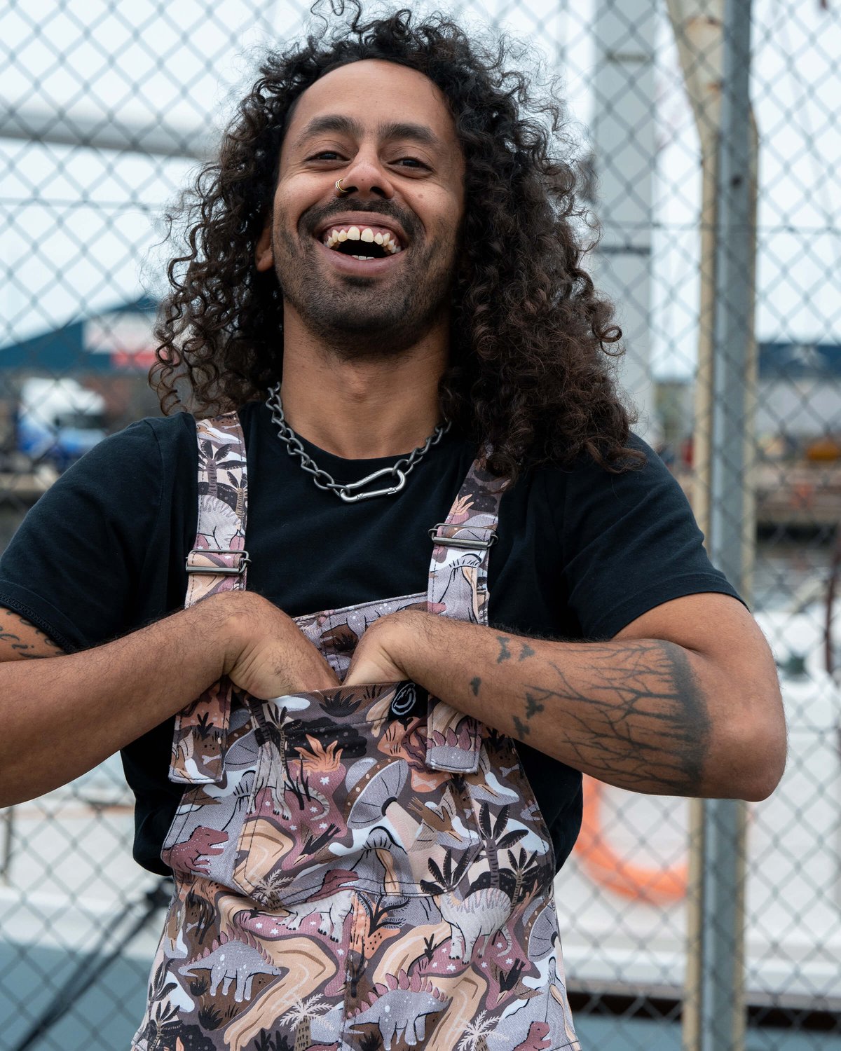 Dinoverse Stretch Dungarees Dinoverse Stretch Dungarees Shop now at Kitty Darling