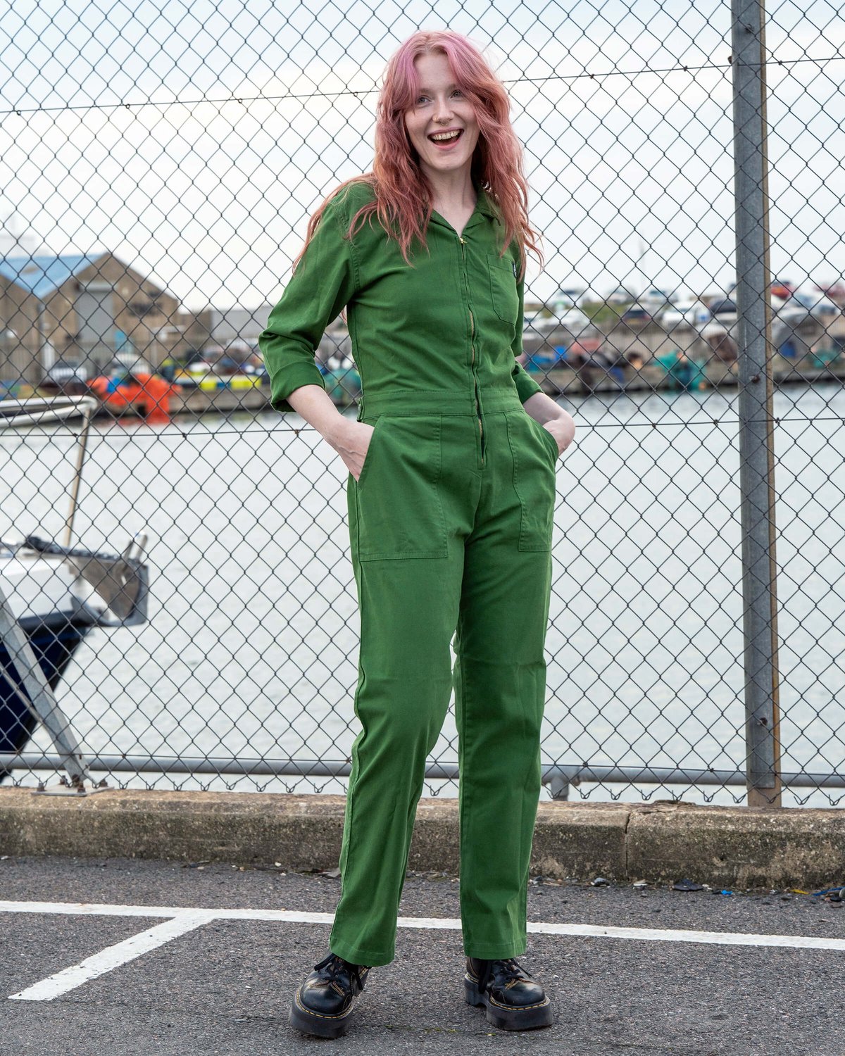 Forest Green Stretch Boiler Suit Forest Green Stretch Boiler Suit Shop now at Kitty Darling