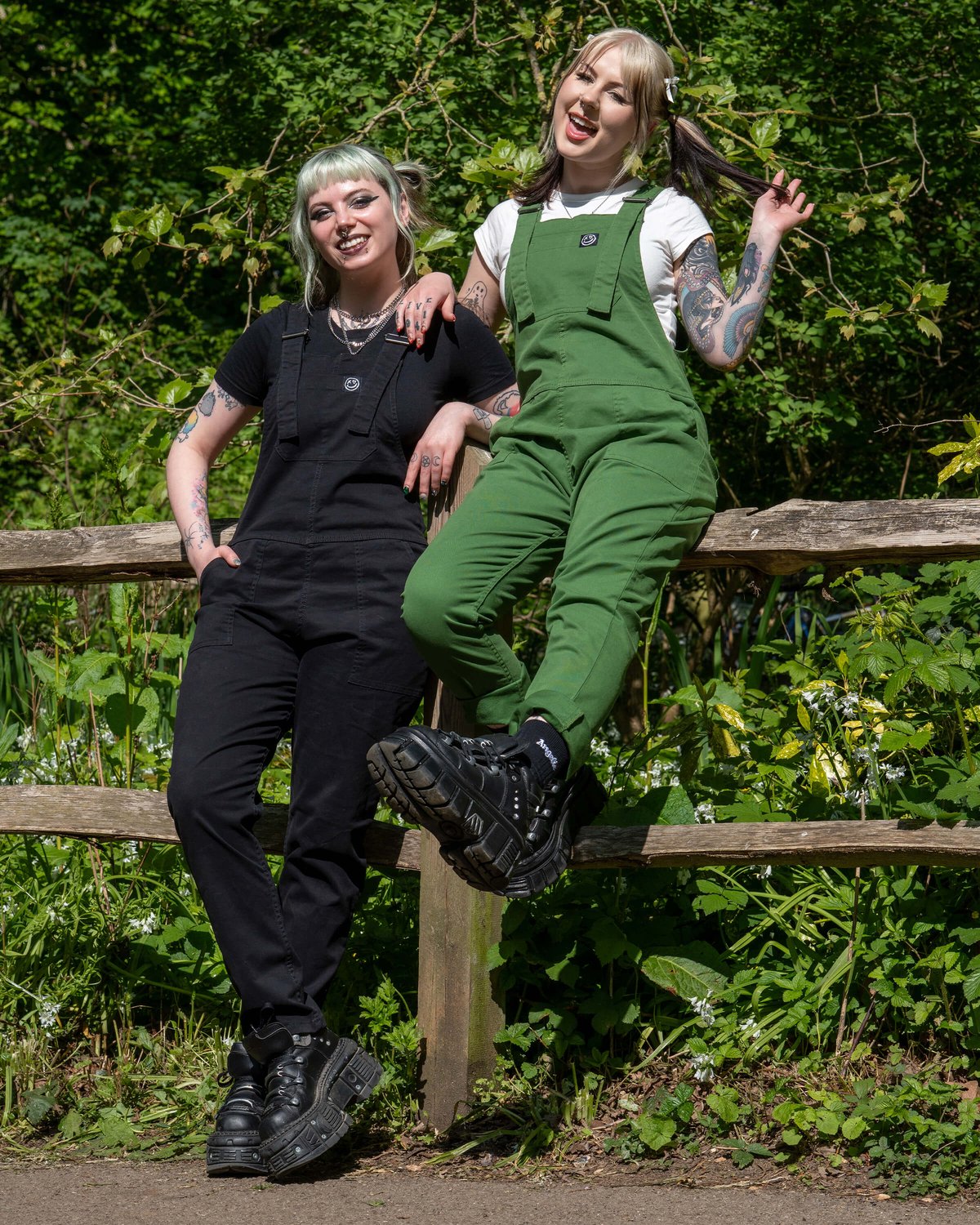 Forest Green Stretch Twill Dungarees Forest Green Stretch Twill Dungarees Shop now at Kitty Darling
