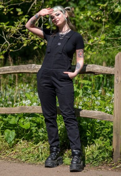 Jet Black Stretch Twill Dungarees – Stretch Twill Dungarees | Kitty Darling