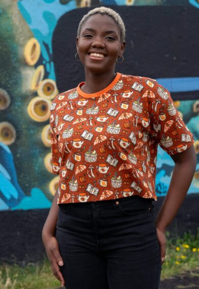 Mushroom Tea Party Cropped Boxy Tee – Boxy Cropped Tee | Kitty Darling