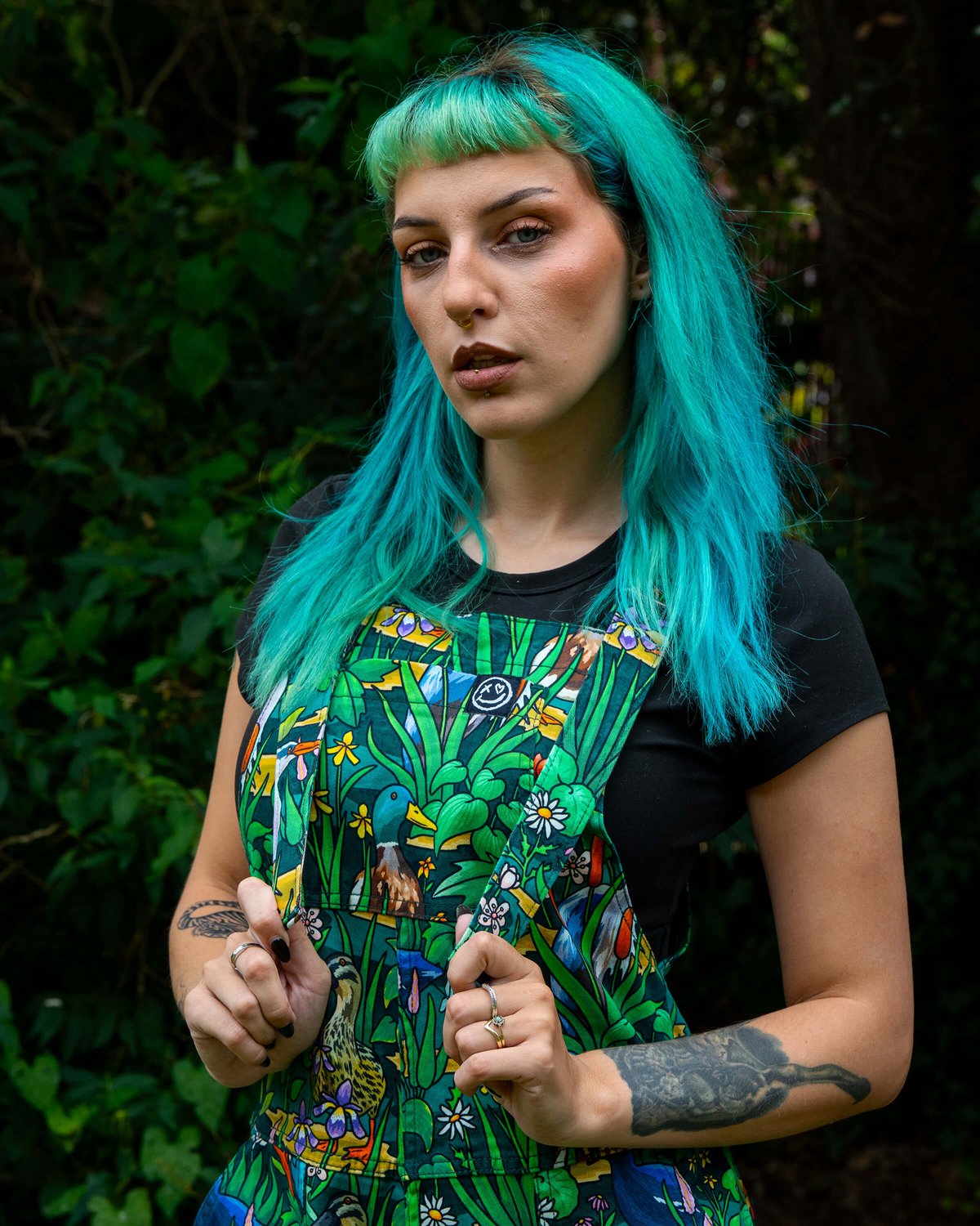 Pond Birds Stretch Dungarees Pond Birds Stretch Dungarees Shop now at Kitty Darling