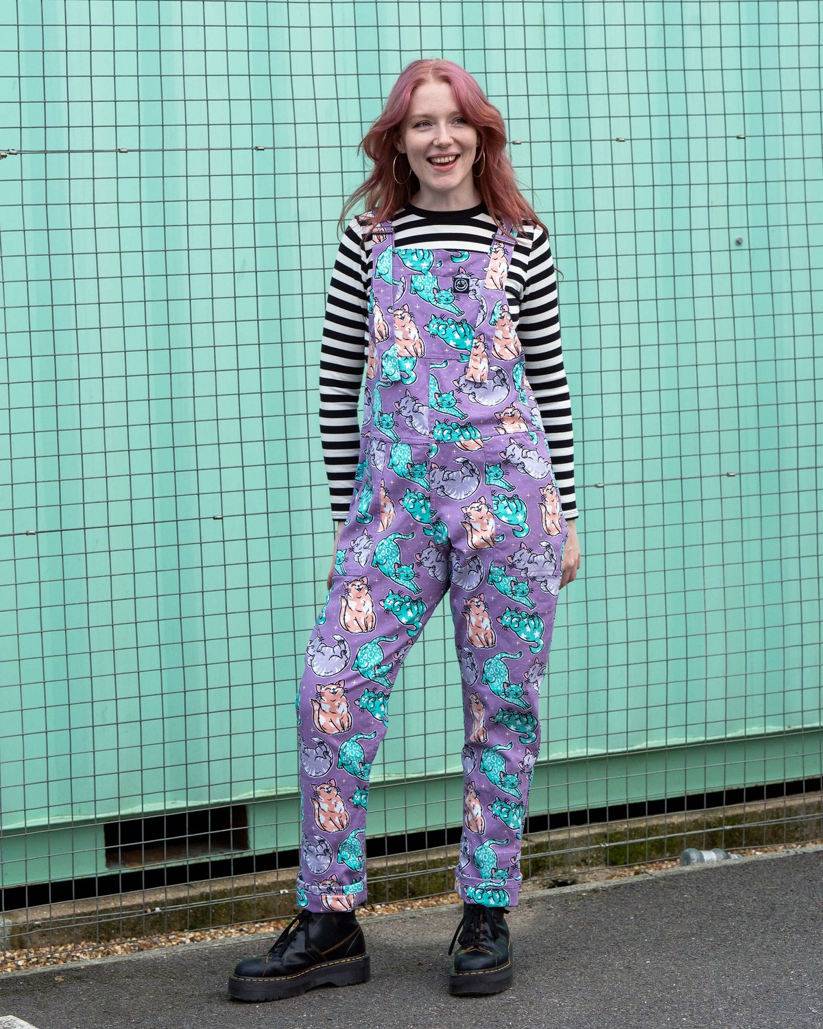 x Abi Perry Purrfect Cats Stretch Dungarees x Abi Perry Purrfect Cats Stretch Dungarees Shop now at Kitty Darling