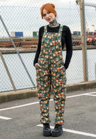 Yuletide Treats Stretch Dungarees – Stretch Twill Dungarees | Kitty Darling