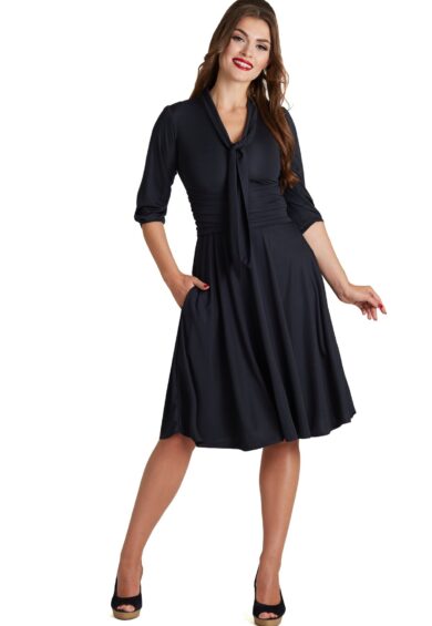 Sandra Black Bow Tie Dress – Dresses | Kitty Darling