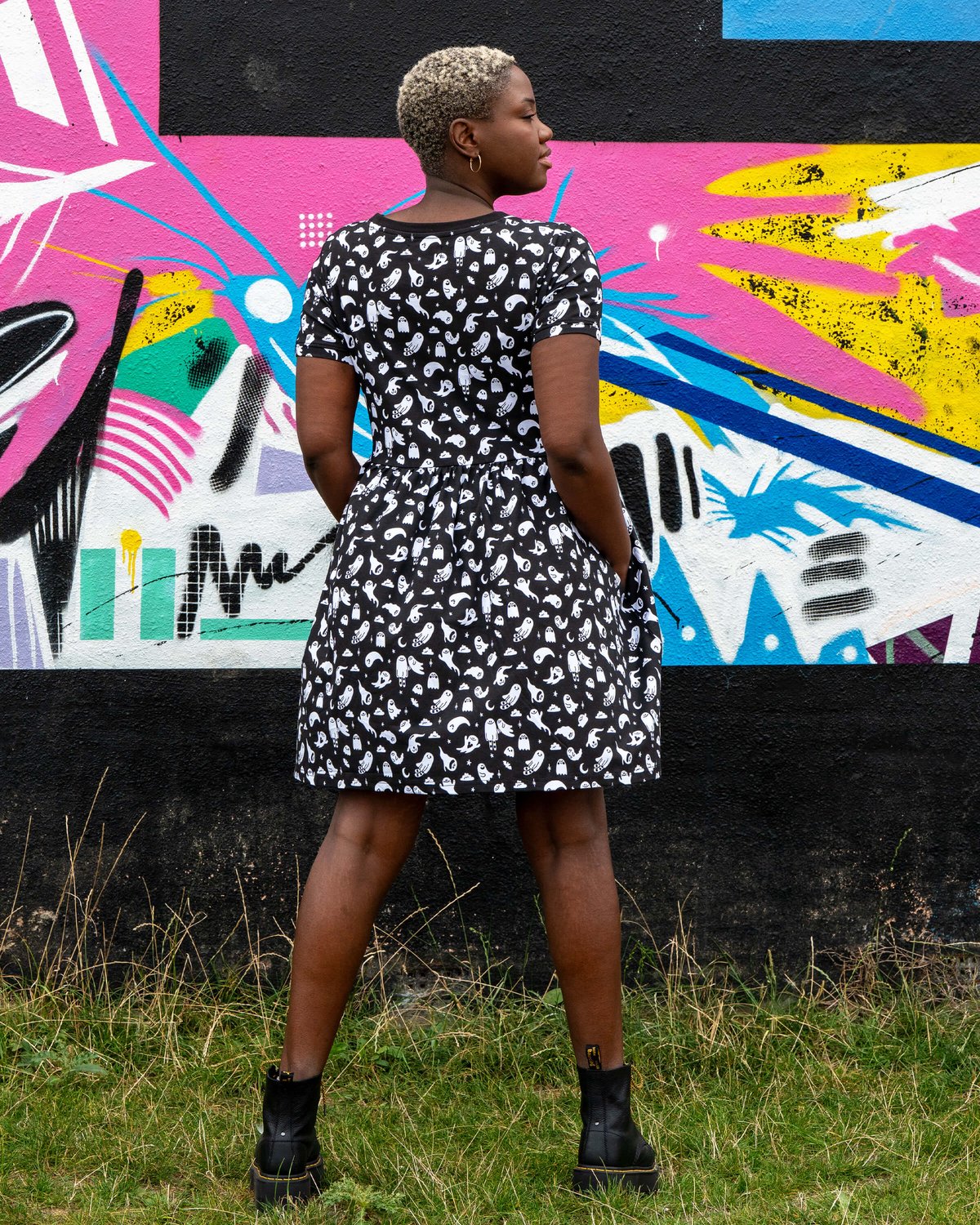 x Yasmin Cousins Ghosties Stretch Smock Dress x Yasmin Cousins Ghosties Stretch Smock Dress Shop now at Kitty Darling