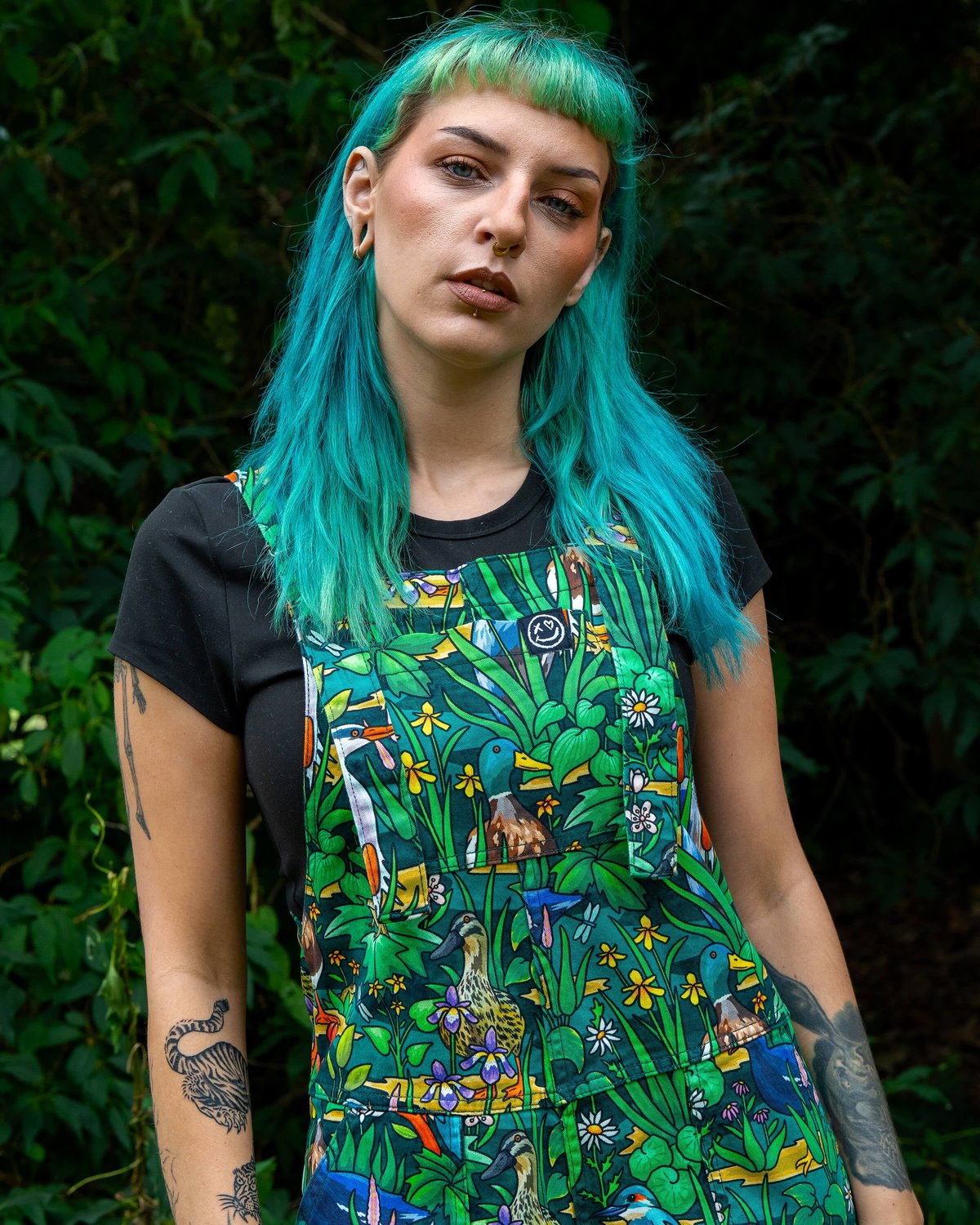 Pond Birds Stretch Dungarees Pond Birds Stretch Dungarees Shop now at Kitty Darling