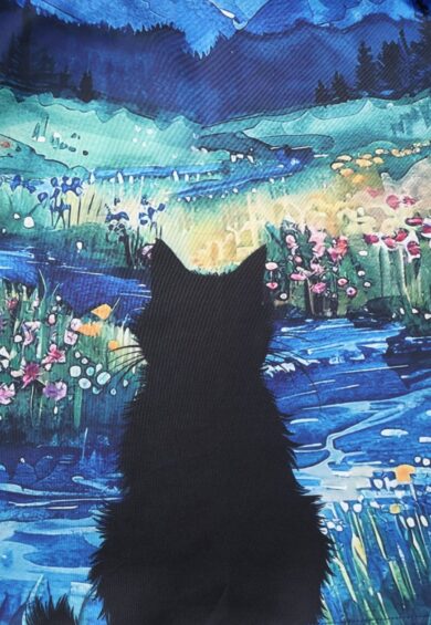 Amanda Black Cat Starry Night Dress – New In | Kitty Darling