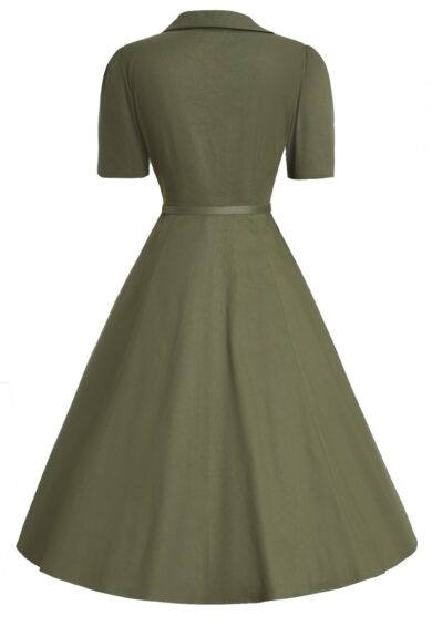 Mabel Olive Green Shirt Dress – Dresses | Kitty Darling