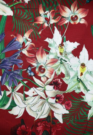 Amanda Cotton Burgundy Scoop Neck Botanical Print Dress – New In | Kitty Darling